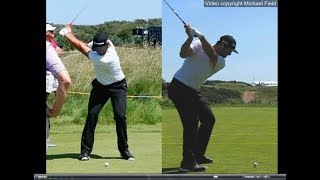 Jon Rahm golf swing  Long Iron faceon amp downtheline July 2017 [upl. by Eillom]