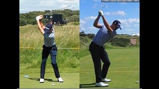 Justin Thomas golf swing  Long Iron faceon amp downtheline July 2017 [upl. by Francene]