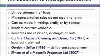 Misrepresentation Lecture 1 of 4 [upl. by Lainahtan]